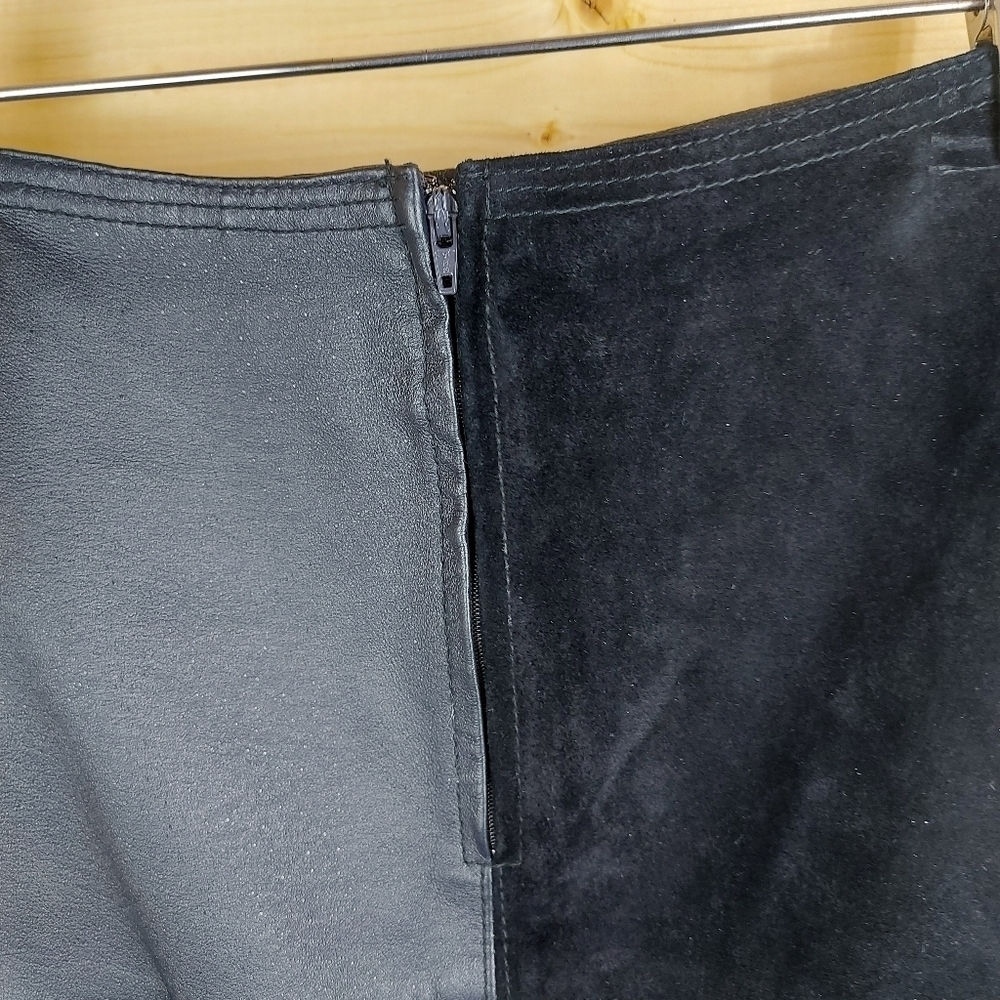 Genuine Suede And Leather Skirt Size 9 Fully Lined - Picture 5 of 8